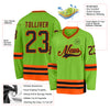 Custom Neon Green Black-Orange Hockey Jersey