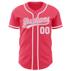 Custom Neon Pink White Authentic Baseball Jersey