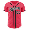 Custom Neon Pink Black-White Authentic Baseball Jersey