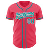 Custom Neon Pink Teal-White Authentic Baseball Jersey