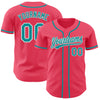 Custom Neon Pink Teal-White Authentic Baseball Jersey