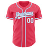 Custom Neon Pink Light Blue-White Authentic Baseball Jersey