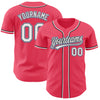 Custom Neon Pink Black-Light Blue Authentic Baseball Jersey