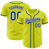 Custom Neon Yellow Royal-White Authentic Baseball Jersey