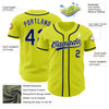 Custom Neon Yellow Navy-White Authentic Baseball Jersey