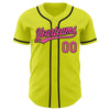 Custom Neon Yellow Pink-Black Authentic Baseball Jersey