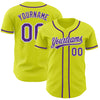 Custom Neon Yellow Purple-White Authentic Baseball Jersey