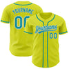 Custom Neon Yellow Teal-White Authentic Baseball Jersey