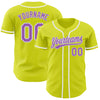 Custom Neon Yellow Medium Purple-White Authentic Baseball Jersey