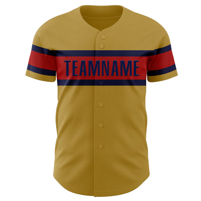 Custom Old Gold Red-Navy Authentic Baseball Jersey