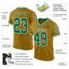 Custom Old Gold Kelly Green-White Mesh Authentic Throwback Football Jersey