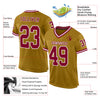 Custom Old Gold Maroon-White Mesh Authentic Throwback Football Jersey