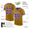 Custom Old Gold Purple-White Mesh Authentic Throwback Football Jersey