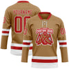 Custom Old Gold Red-White Hockey Lace Neck Jersey