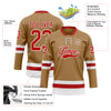 Custom Old Gold Red-White Hockey Lace Neck Jersey