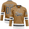 Custom Old Gold Steel Gray-White Hockey Lace Neck Jersey