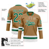 Custom Old Gold Kelly Green-White Hockey Lace Neck Jersey