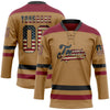 Custom Old Gold Vintage USA Flag Black-Crimson Hockey Lace Neck Jersey