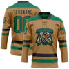 Custom Old Gold Kelly Green-Black Hockey Lace Neck Jersey