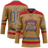 Custom Old Gold Steel Gray-Red Hockey Lace Neck Jersey