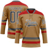 Custom Old Gold Steel Gray-Red Hockey Lace Neck Jersey