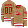 Custom Old Gold Red-White Hockey Jersey