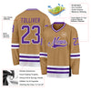 Custom Old Gold Purple-White Hockey Jersey