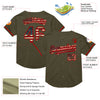 Custom Olive Vintage USA Flag-Red Mesh Authentic Throwback Salute To Service Baseball Jersey