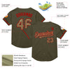 Custom Olive Camo-Red Mesh Authentic Throwback Salute To Service Baseball Jersey