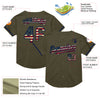 Custom Olive Vintage USA Flag-Navy Mesh Authentic Throwback Salute To Service Baseball Jersey