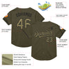 Custom Olive Camo-Black Mesh Authentic Throwback Salute To Service Baseball Jersey