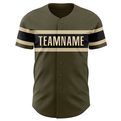 Custom Olive Camo Black-Cream Authentic Salute To Service Baseball Jersey