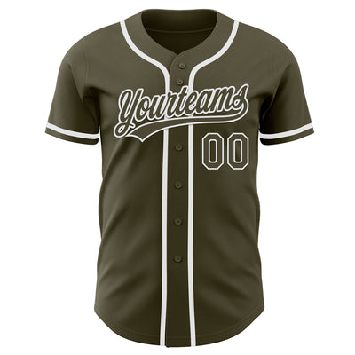 Custom Olive White Authentic Salute To Service Baseball Jersey