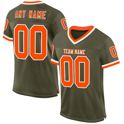 Custom Olive Orange-White Mesh Authentic Throwback Salute To Service Football Jersey