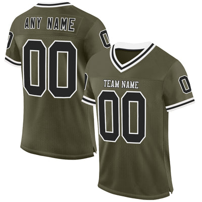 Custom Olive Black-White Mesh Authentic Throwback Salute To Service Football Jersey