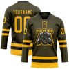 Custom Olive Gold-Black Salute To Service Hockey Lace Neck Jersey