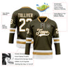 Custom Olive White-Old Gold Salute To Service Hockey Lace Neck Jersey