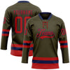 Custom Olive Red-Navy Salute To Service Hockey Lace Neck Jersey