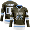 Custom Olive White-Light Blue Salute To Service Hockey Lace Neck Jersey