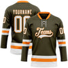 Custom Olive White-Bay Orange Salute To Service Hockey Lace Neck Jersey