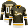 Custom Olive White-Gold Salute To Service Hockey Lace Neck Jersey