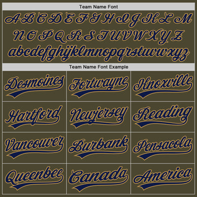 Custom Olive Navy-Old Gold Authentic Throwback Salute To Service Baseball Jersey