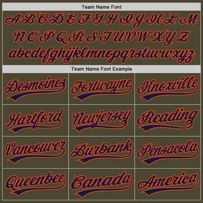 Custom Olive Navy-Orange Authentic Throwback Salute To Service Baseball Jersey