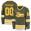 Custom Olive Gold-White Salute To Service Hockey Jersey