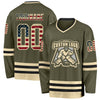 Custom Olive Vintage USA Flag Cream-Black Salute To Service Hockey Jersey