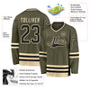 Custom Olive Black-Cream Salute To Service Hockey Jersey