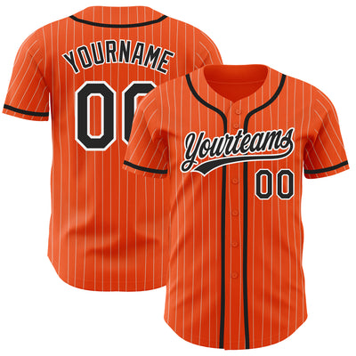 Custom Pinstripe Baseball Jersey Gray Black Orange-Black Authentic -  FansIdea