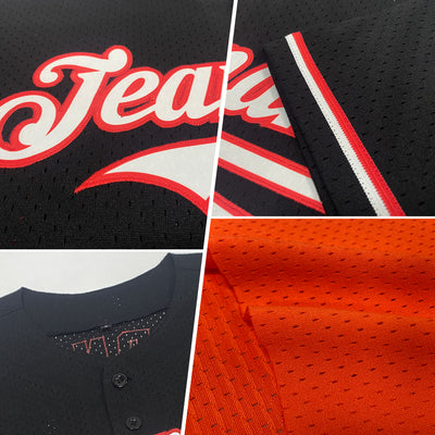 Custom Orange Navy-White Mesh Authentic Throwback Baseball Jersey