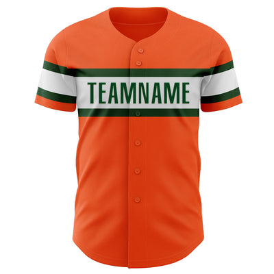 Custom Orange Green-White Authentic Baseball Jersey