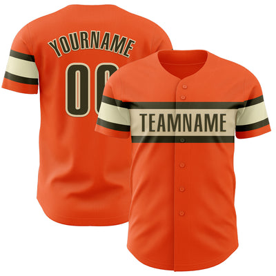 Custom Orange Olive-Cream Authentic Baseball Jersey